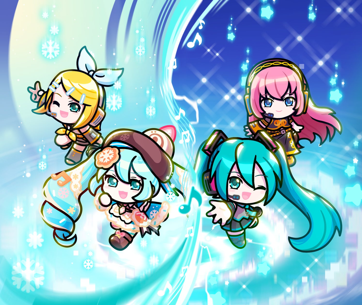 LINE おまかせレンジャーと初音ミクのコラボ企画ビジュアル
